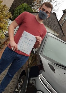 Ewan passing his driving test on the 14th November 2020.