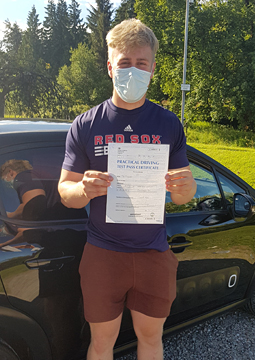Fraser passing his driving test on the 28th June 2021.