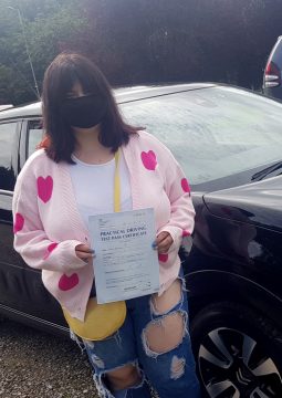 Kaitlyn passing her driving test on the 16th September 2021.