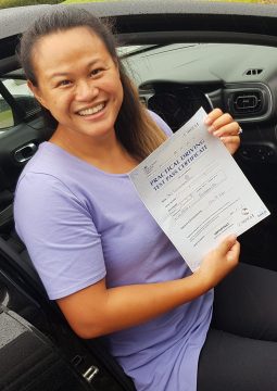Preaw passing her driving test on the 11th August 2021.