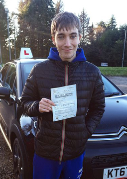 Dylan passing his driving test on the 11th January 2024.