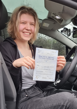 Ellie passing her driving test on the 14th of March 2024.