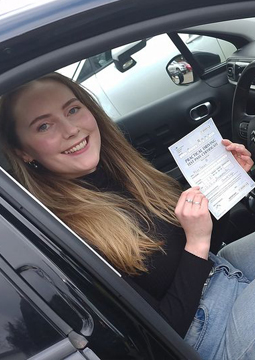 Freya passing her driving test on the 16th of February 2024.