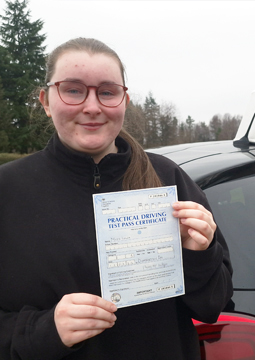 Iona passing her driving test on the 12th of March 2024.