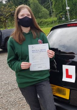 Isabel passing her driving test on the 16th June 2021.