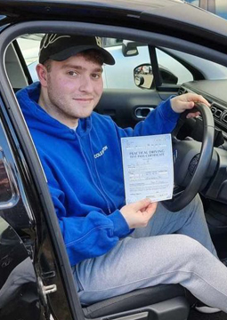 James passing his driving test on the 6th of March 2024.