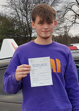 Jamie passing his driving test on the 18th January 2023.