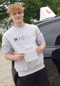 William passing his driving test on the 8th June 2023.